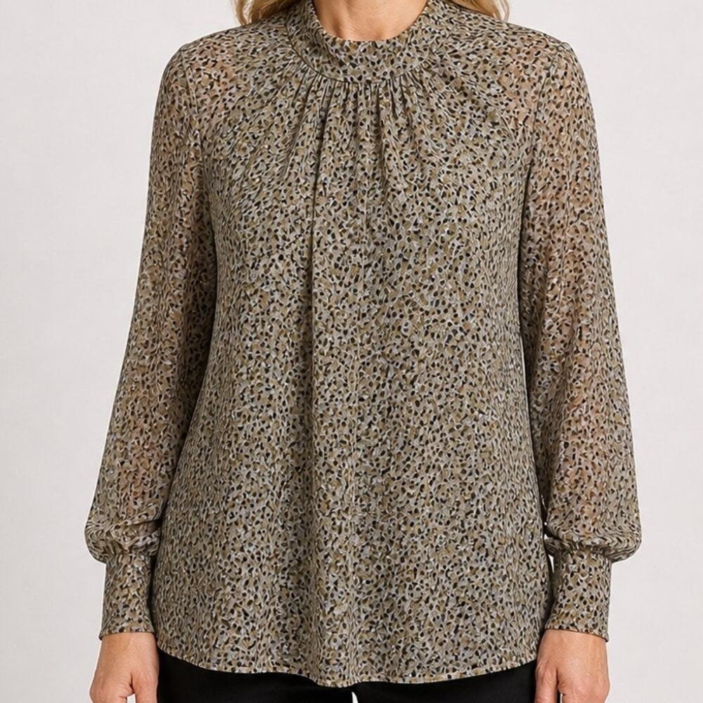 Humanoid Mesh Top XS Sheer Print Long Sleeve Stretch Fairy Layering